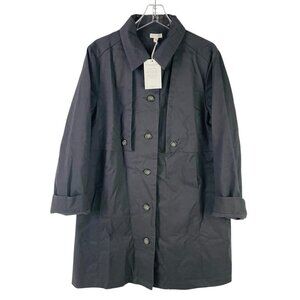 Garnet Hill Organic Cotton Trench Coat Womens Size 16 Gray Water Resistant NWT